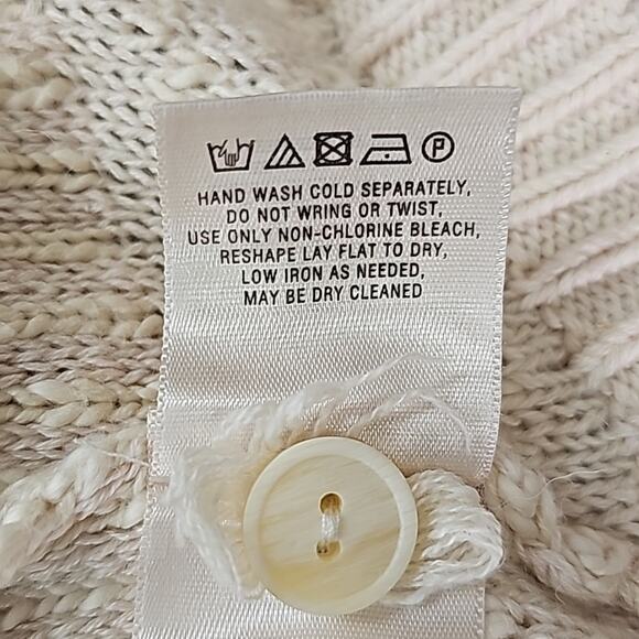 Anthropologie Womens Sz L Beige Linen Blend Minimalist Fairy Preppy Moth Sweater - Picture 12 of 12